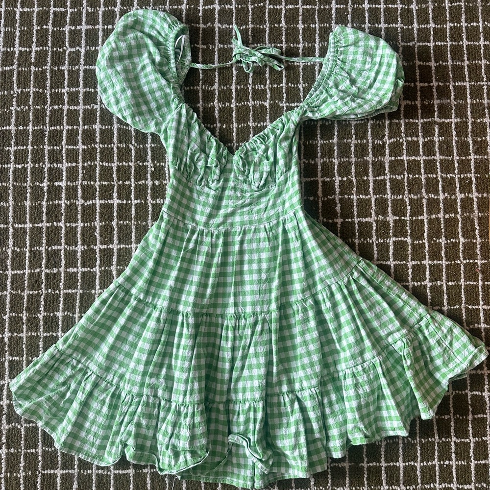 Peppermayo Green Gingham Mini Dress